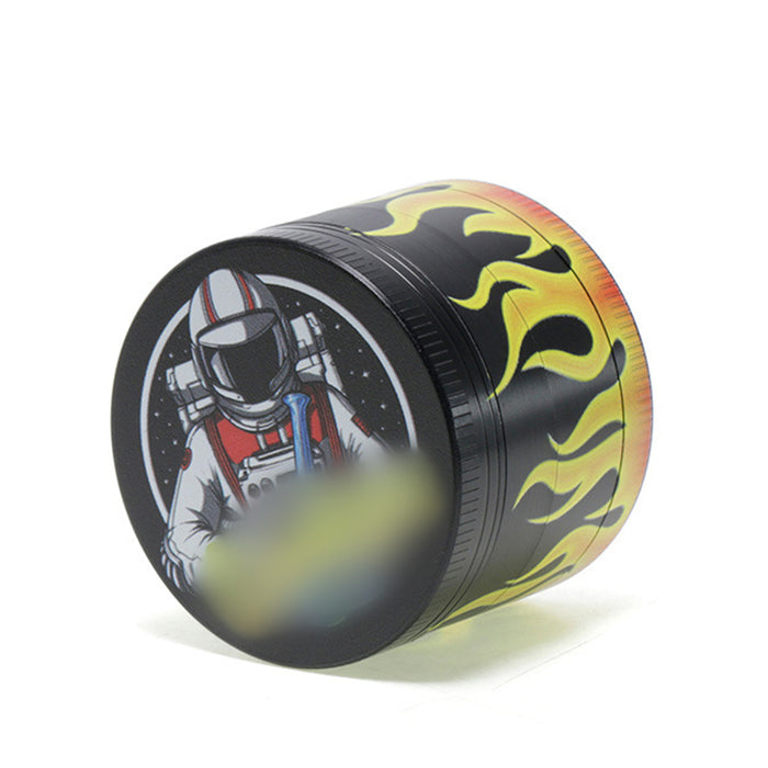 50MM Zinc Alloy Half Pack Flame Pattern Smoke Grinder