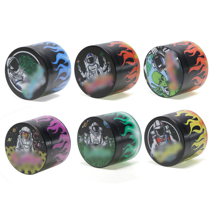 50MM Zinc Alloy Half Pack Flame Pattern Smoke Grinder