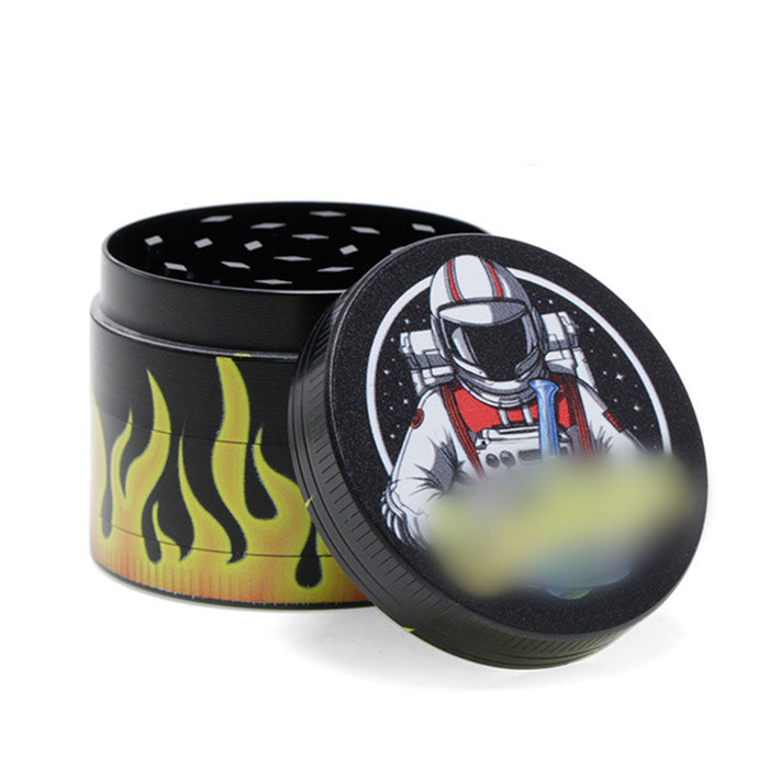 50MM Zinc Alloy Half Pack Flame Pattern Smoke Grinder