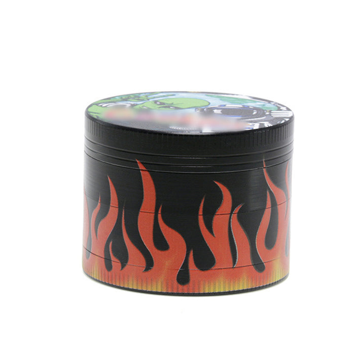 50MM Zinc Alloy Half Pack Flame Pattern Smoke Grinder