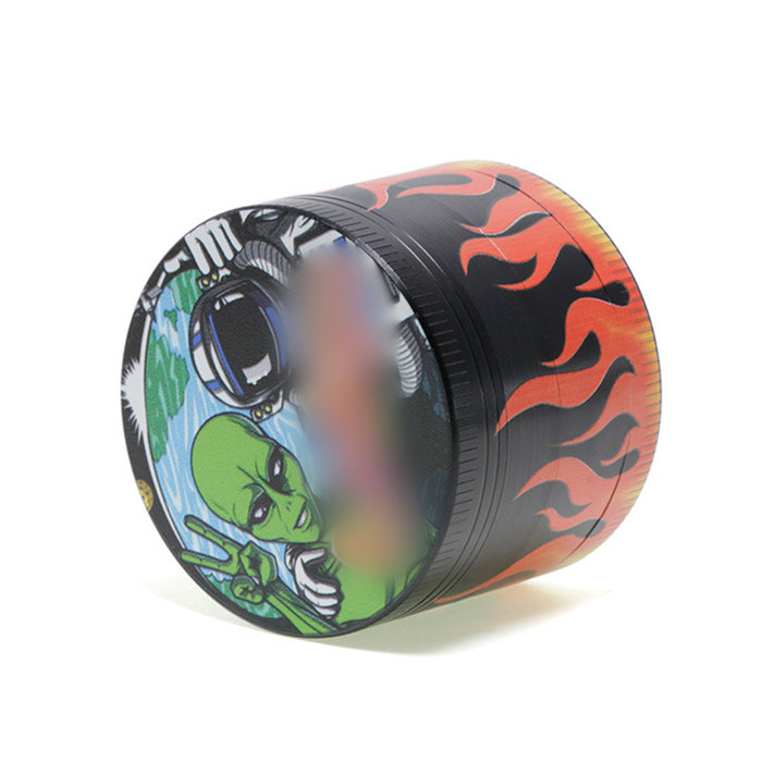 50MM Zinc Alloy Half Pack Flame Pattern Smoke Grinder