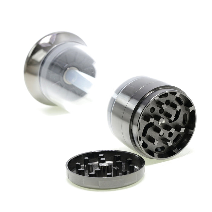 52MM Chamfered Single Independent Packaging Zinc Alloy Herb Grinder-Gray