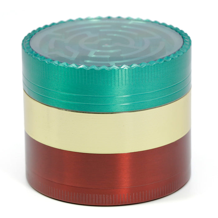 52MM Three-Color Zinc Alloy Four-Layer Labyrinth Herb Grinder