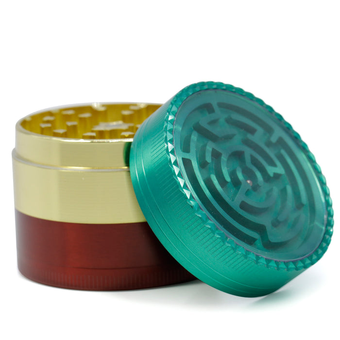 52MM Three-Color Zinc Alloy Four-Layer Labyrinth Herb Grinder