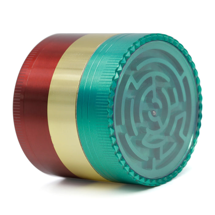 52MM Three-Color Zinc Alloy Four-Layer Labyrinth Herb Grinder