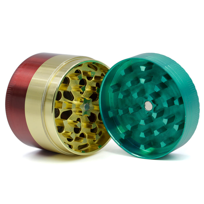 52MM Three-Color Zinc Alloy Four-Layer Labyrinth Herb Grinder