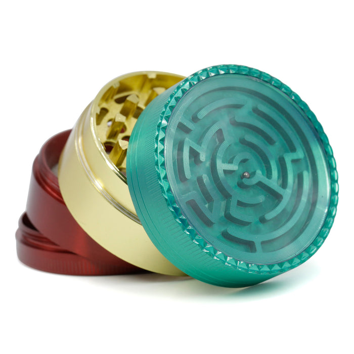 52MM Three-Color Zinc Alloy Four-Layer Labyrinth Herb Grinder