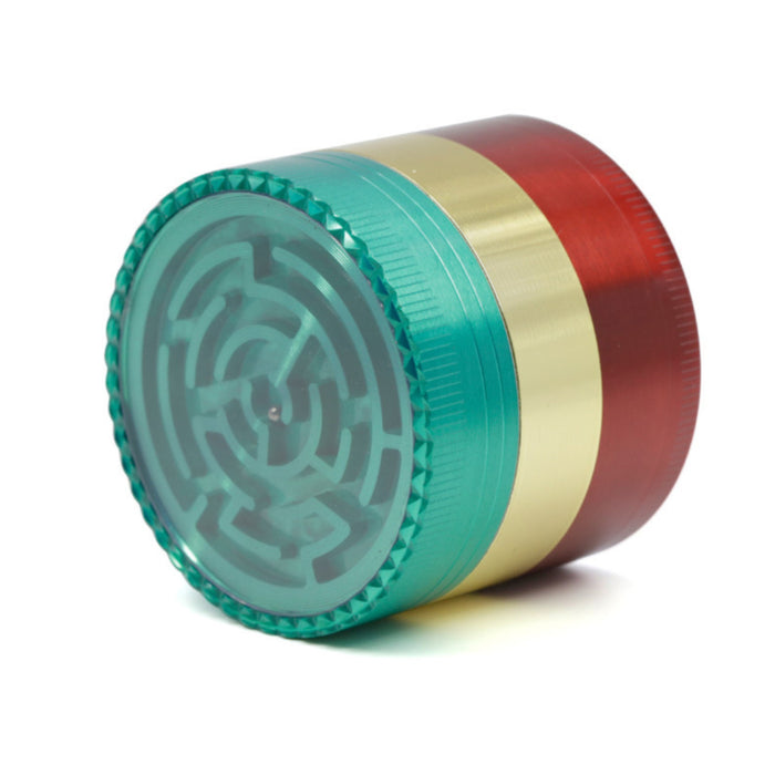 52MM Three-Color Zinc Alloy Four-Layer Labyrinth Herb Grinder