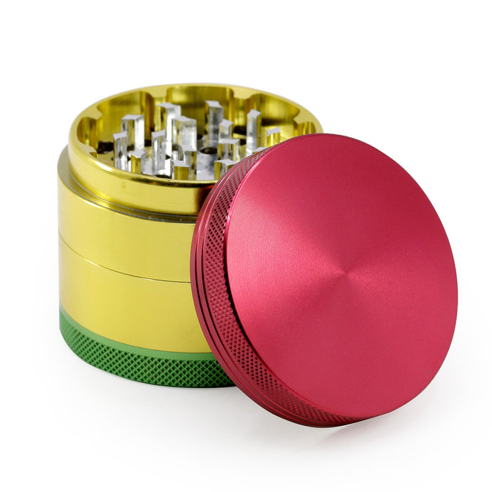 55MM Aluminum Alloy Four-layer Color Mixing Flat Weed Grinder