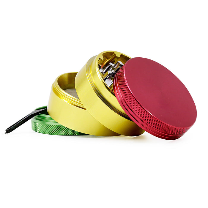 55MM Aluminum Alloy Four-layer Color Mixing Flat Weed Grinder