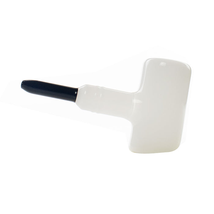 5.5“ Glass Bubbler Glass Pipe Hammer Grav Pipe White G45