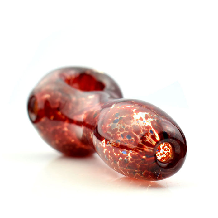 Glass Pipe Inside-Out Deep Red Lava Frit Spoon Pipe 581#