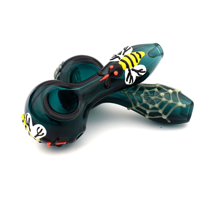 4“ Classic dark green glowing spider pipe G33