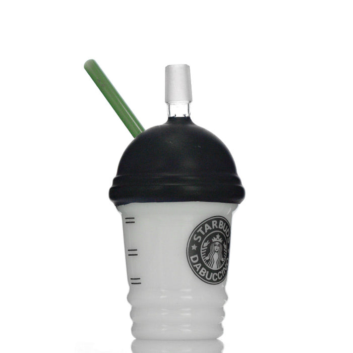 18MM 8 Inches Black and White Starbucks Glass Water Pipe  Cup