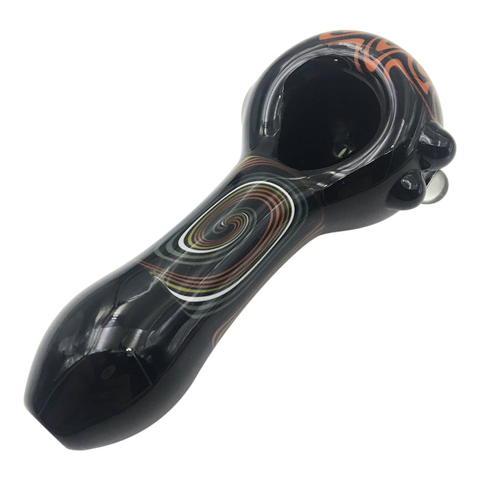 Multiple Circles Glass Spoon Pipe With Reverse Waves Bowl  190#