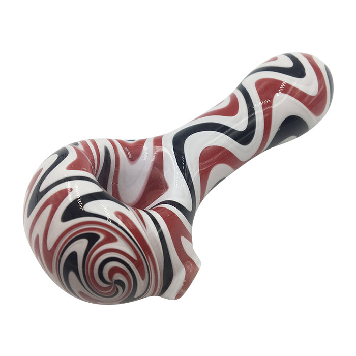 Red Black White 3 Colors Mixed Hybrid Lines Spoon Hand Pipe Glass 178#