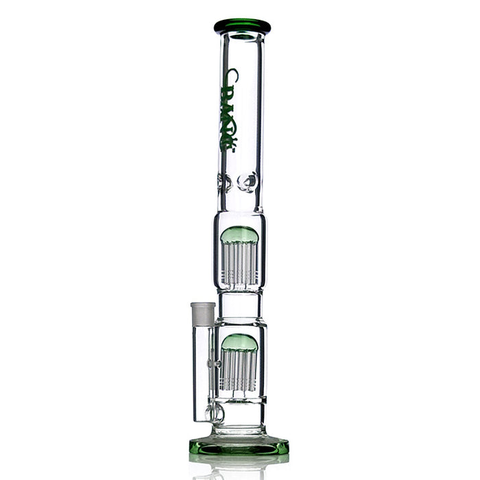 Straight Tube Glass Water Bong with Double Tree Perc Recycle B ong 298#