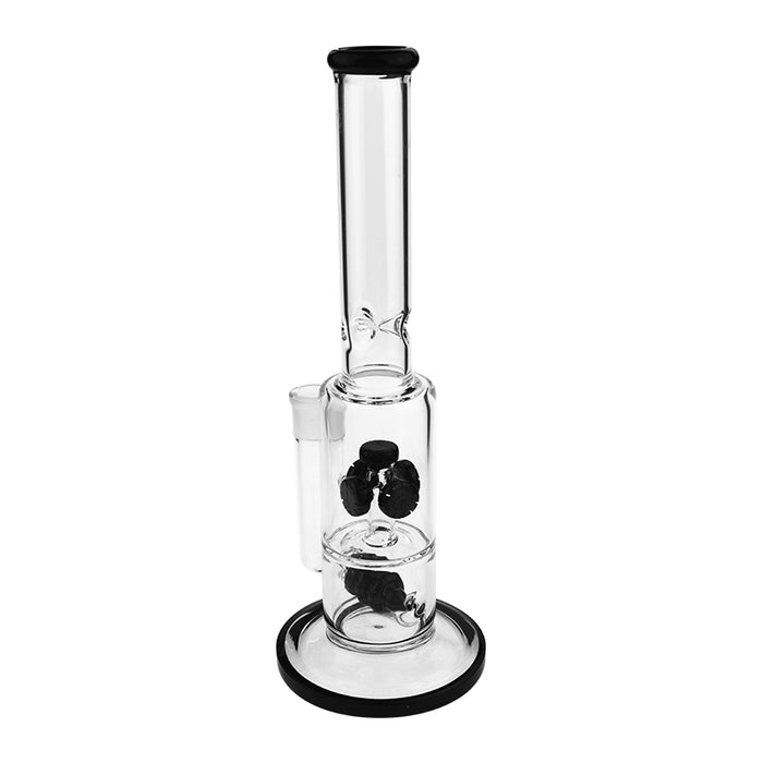 14" Tall Double Cross Perc Bong with Black Color
