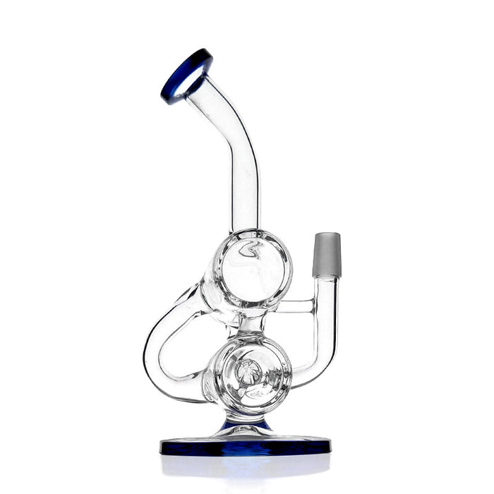 8.5" Double Barrel Hammerhead Recycler Water Pipe Rig with Blue  Color