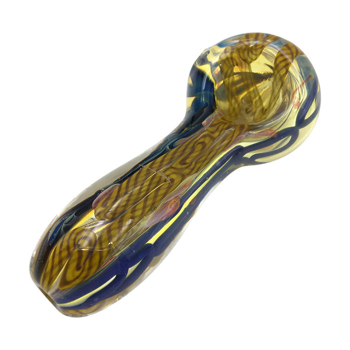 Amber Color Shapes Hand Pipe with Glass Marbles Both Sides 231#
