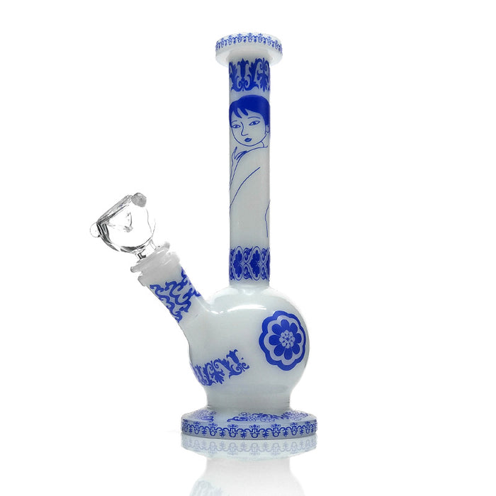 9 Inches Tall Glass Water Pipe with Blue Painted 241#