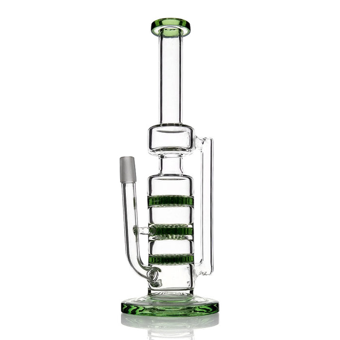 3 Layer Honeycomb Perc Glass Water Pipes with Green Color
