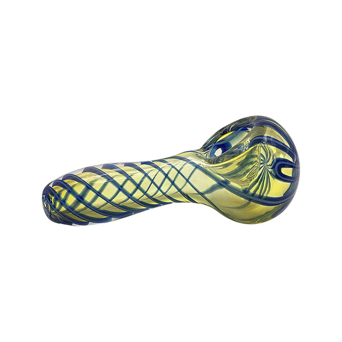 American Color Yellow with Blue Hand Pipe Tobacco Glass Spoon 324#