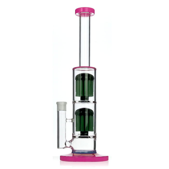 Pink Lips Double Green Dome Percolators Hookah Glass Smoking Water Pipes 285#