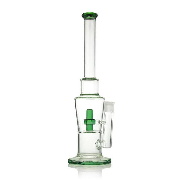 15" Height with Green Cross-Stick Perc Glass Water Pipe