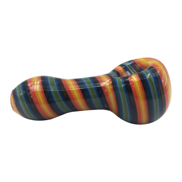 Vertical Orange Blue Colored Stripes Spoon Pipe  194#