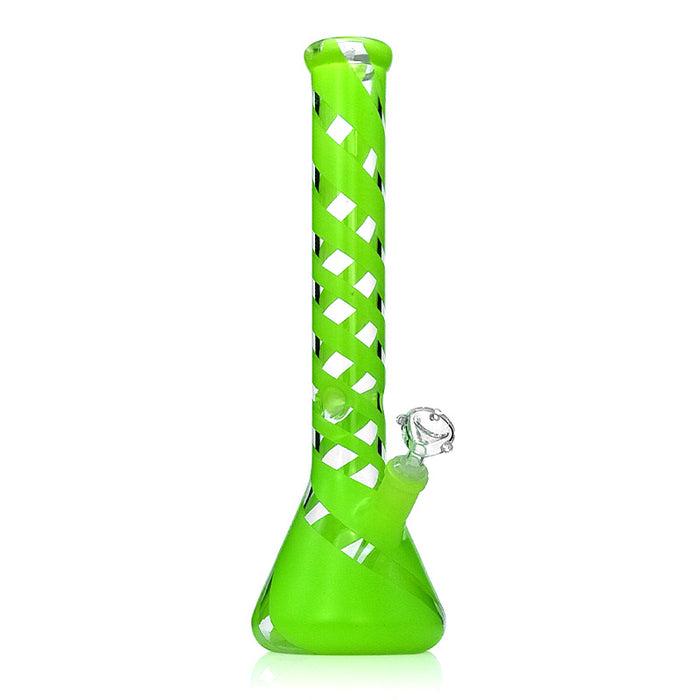 15.5" Glass Green Beaker Bong with Fluorescent Green 280#
