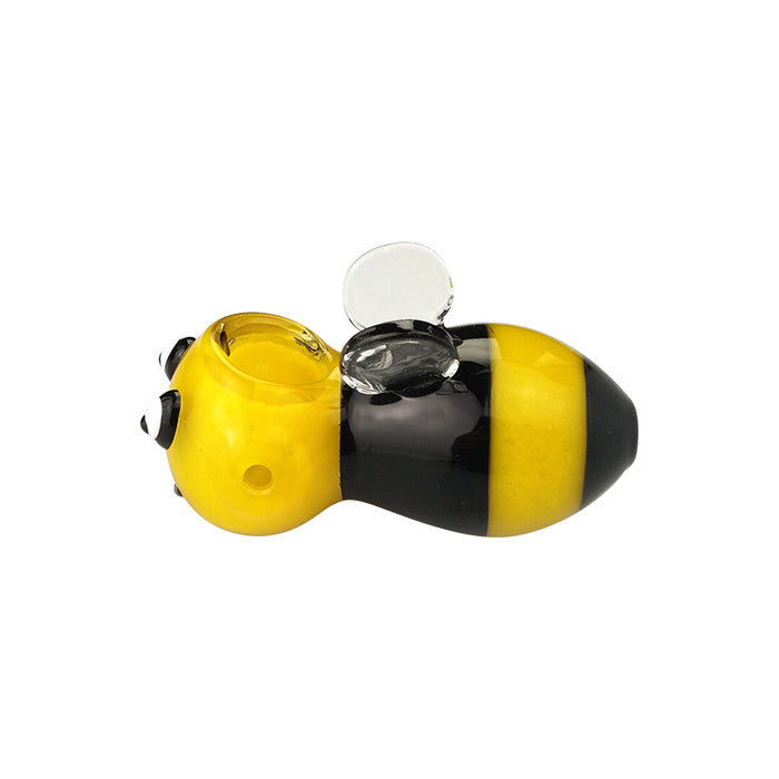 Honeybee Design Spoon Pipe with Little Wings Yellow Black Pipe 036#