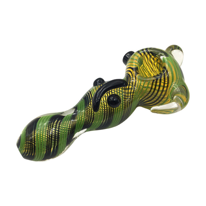 Three Color Layers Ribbon Spoon Hand Pipe with Glass Marbles 236#