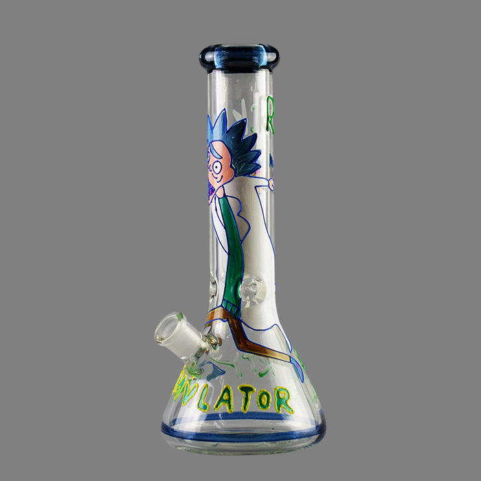 7MM Thick Morty Pattern Glass Smoking Water Pipe 355#
