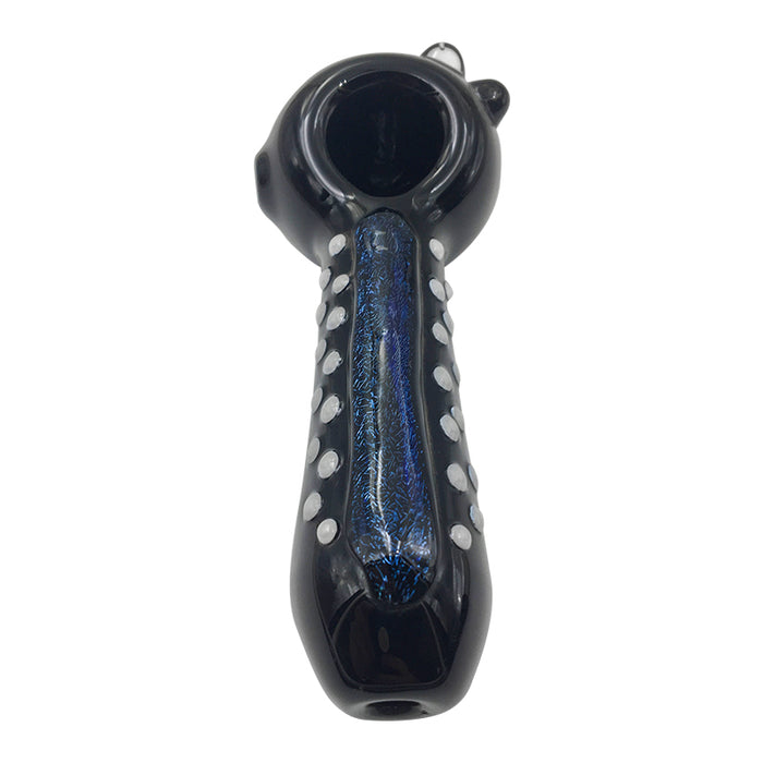 Owl Bowl Glass Spoon Pipe with Article Black & White Stripes 216#