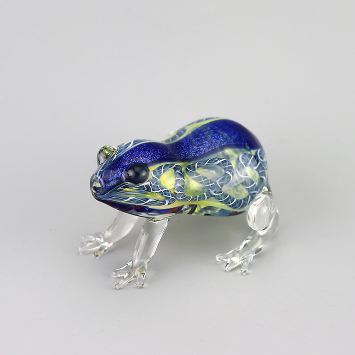 Blue Stripe Brown Body Toad Frog Glass Pipe with Clear Four Legs 141#