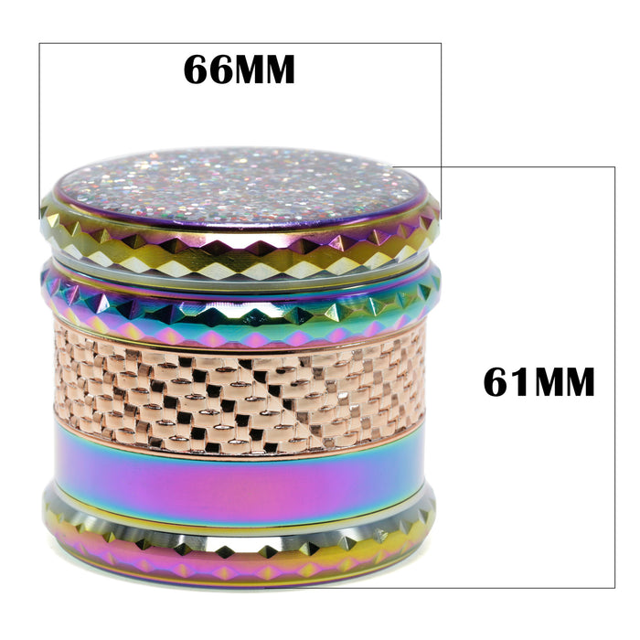 66MM 5 Layers Sequins Diamond Dazzling Color Herb Grinder