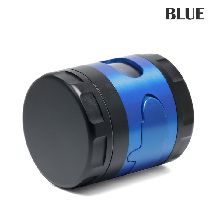 60MM 4 Part Zinc Alloy Side Window With Drawer Large Chamfered Color Matching Grinder-Blue