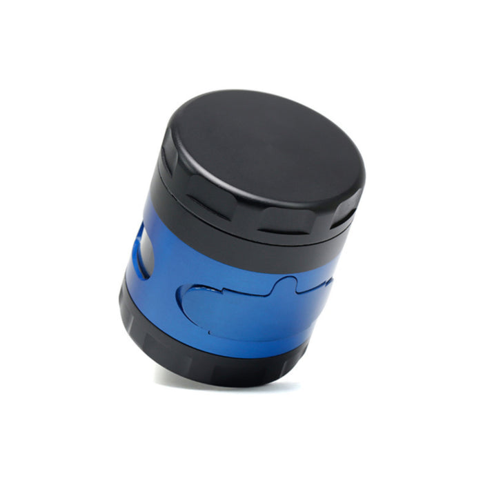 60MM 4 Part Zinc Alloy Side Window With Drawer Large Chamfered Color Matching Grinder-Blue