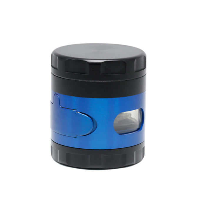 60MM 4 Part Zinc Alloy Side Window With Drawer Large Chamfered Color Matching Grinder-Blue