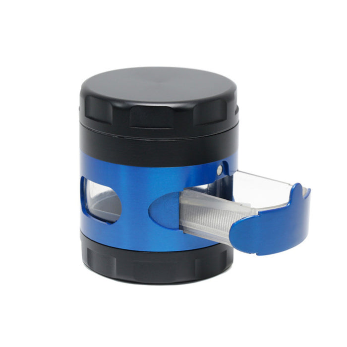 60MM 4 Part Zinc Alloy Side Window With Drawer Large Chamfered Color Matching Grinder-Blue