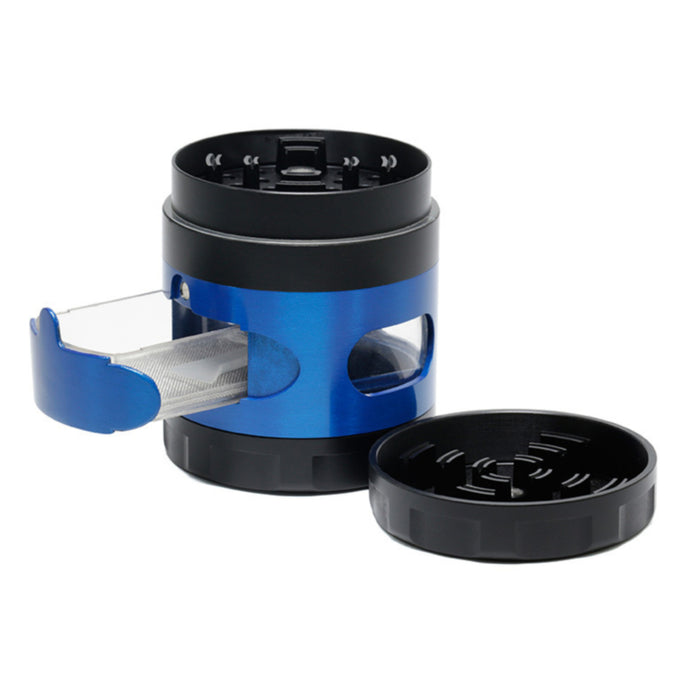 60MM 4 Part Zinc Alloy Side Window With Drawer Large Chamfered Color Matching Grinder-Blue