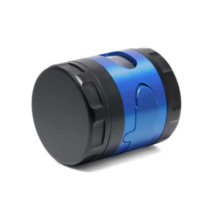 60MM 4 Part Zinc Alloy Side Window With Drawer Large Chamfered Color Matching Grinder-Blue