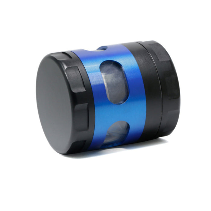 60MM 4 Part Zinc Alloy Side Window With Drawer Large Chamfered Color Matching Grinder-Blue