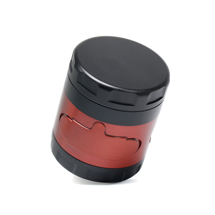 60MM 4 Part Zinc Alloy Side Window With Drawer Large Chamfered Color Matching Weed Grinder-Red