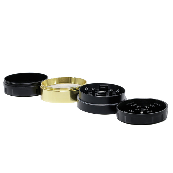 60MM 4 Piece Zinc Alloy Large Chamfer Wifi Signal Tooth Color Matching Herb Grinder-Gold