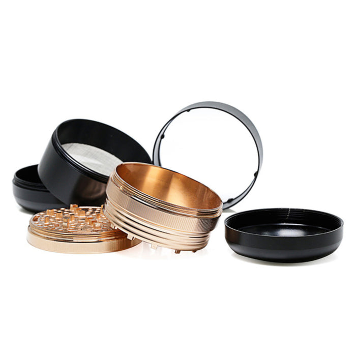 60MM 6-Layer Zinc Alloy Thermos Cup Shape Color Matching Herb Grinder-Black