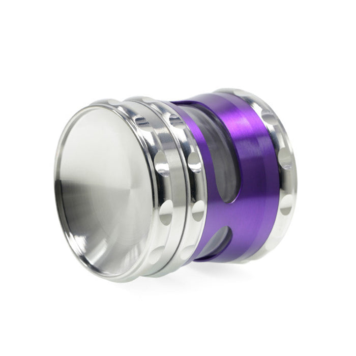 60MM Concave Visible Hole Grinding Machine Zinc Alloy Smoke Grinder-Purple