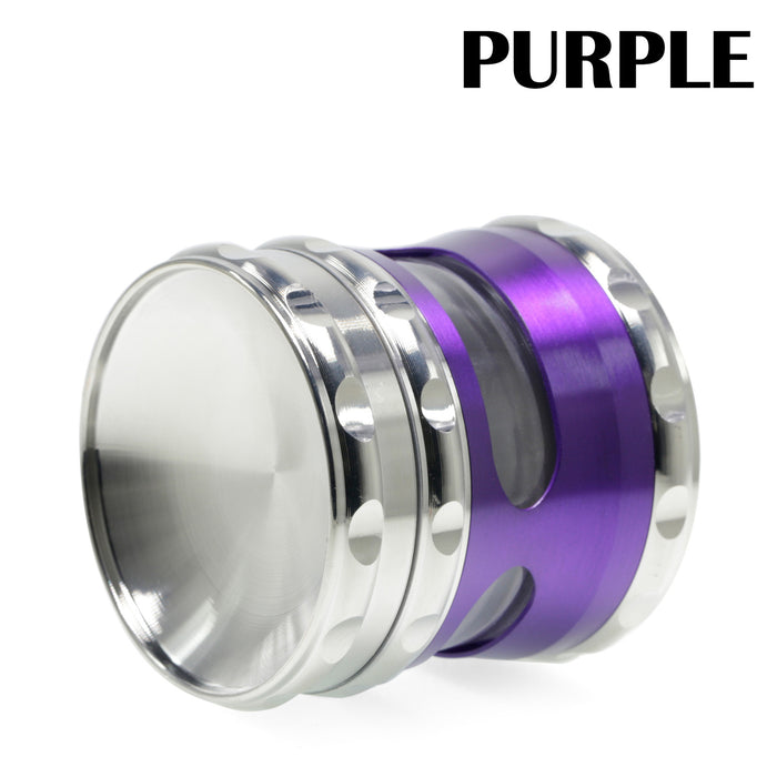 60MM Concave Visible Hole Grinding Machine Zinc Alloy Smoke Grinder-Purple