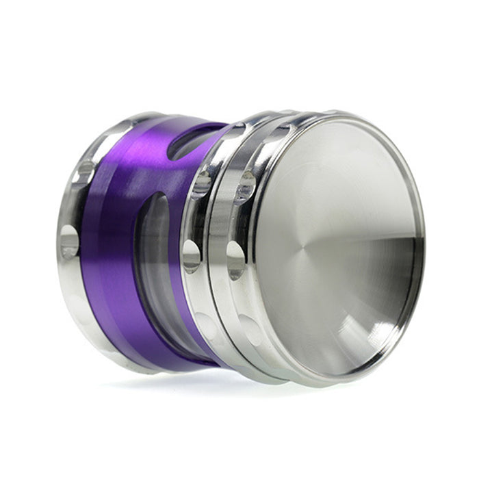 60MM Concave Visible Hole Grinding Machine Zinc Alloy Smoke Grinder-Purple